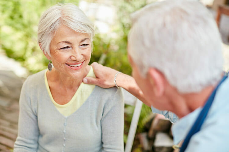 senior woman and man are friends