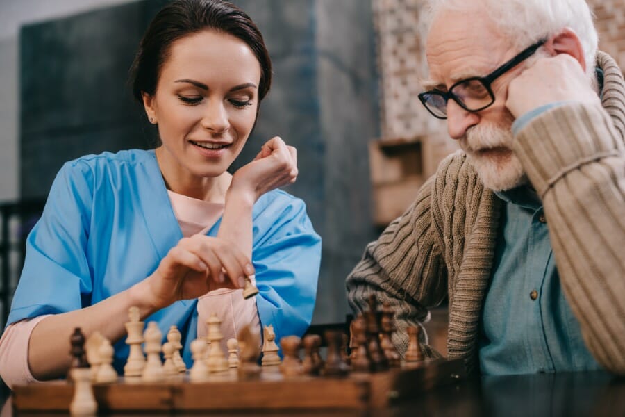 Alzheimer's Disease patient and private nurse