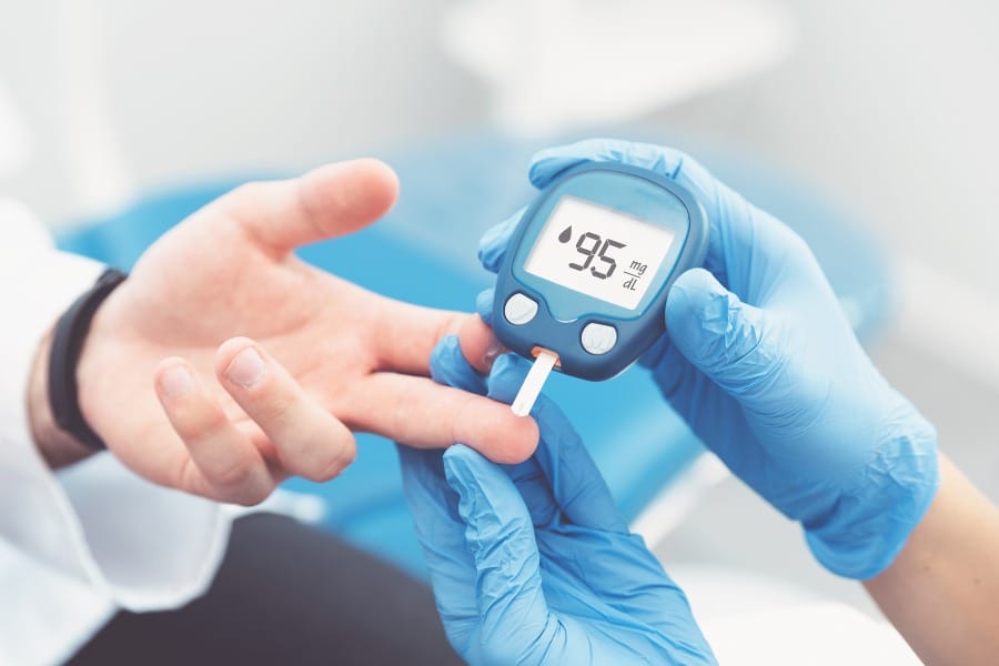 Blood sugar check for diabetes patient