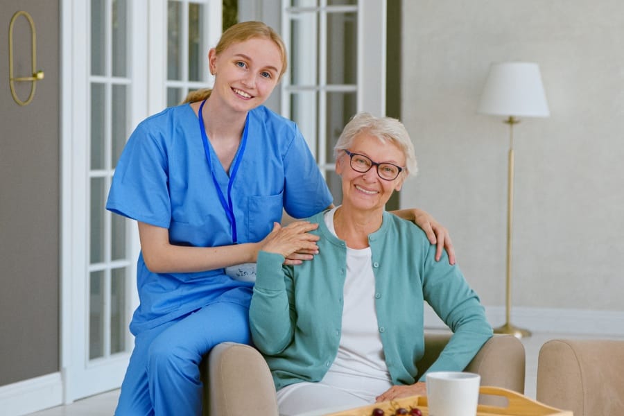 An in home nurse and her elderly client