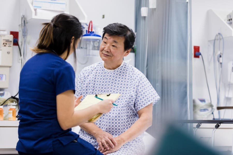 nurse and her patient in the hospital