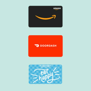 Prizes: Amazon.com, DoorDash, and Mendocino Farms sandwiches gift cards