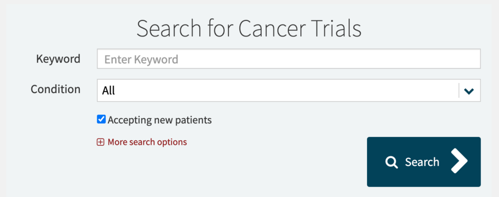 search for cancer trial by keyword