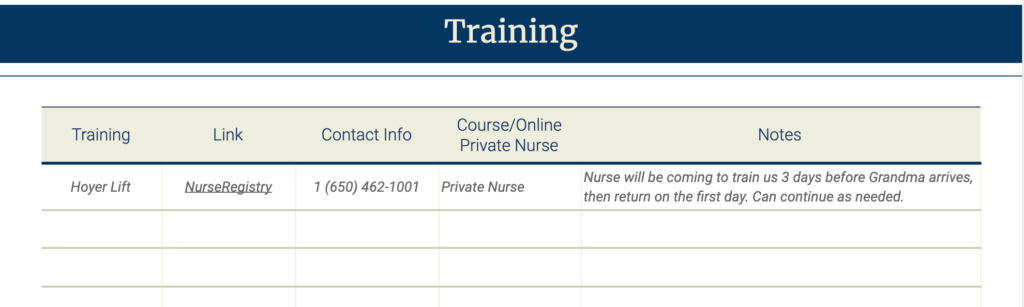 Training Planner Template