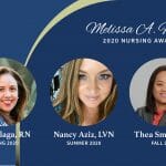 Melissa A Fischer Nursing Award 2020 Recipients Joy Malaga Nancy Aziz Thea Smith