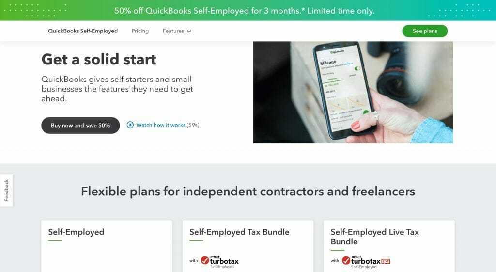 Quickbooks-TurboTax bundle webpage