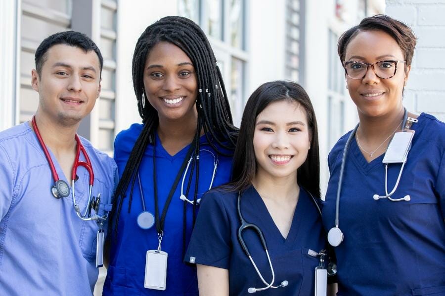 A group of per diem nurses from a local SF nursing agency.