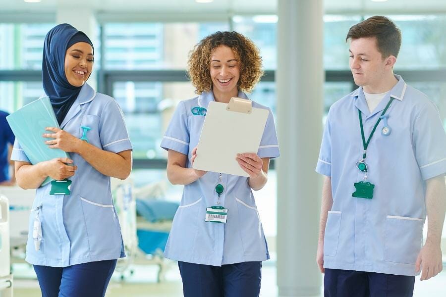 Happy nurses being staffed at a local facility.