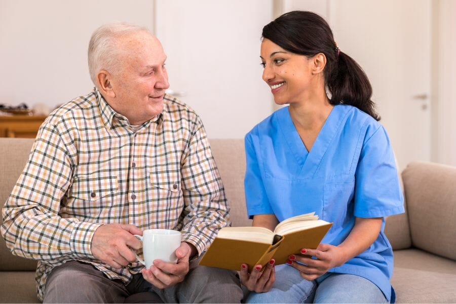 caregiver with a senior client