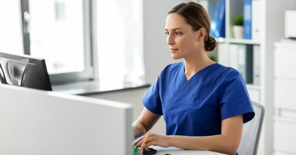 nurse working on her finances