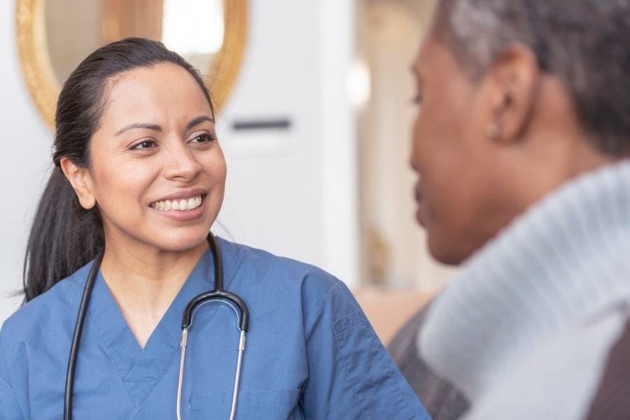 A consultation between a concierge nurse and potential client in Manhattan Beach.