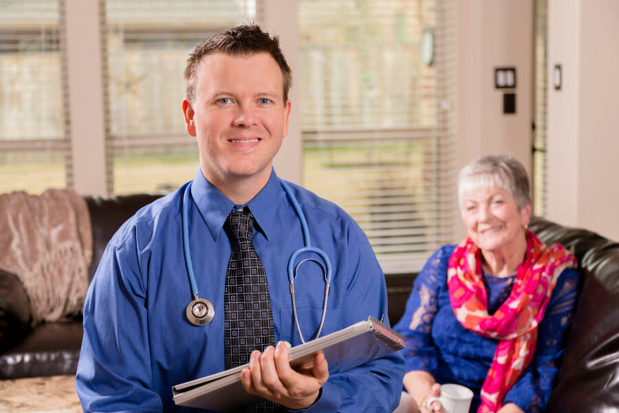 A concierge doctor after a private consultation.