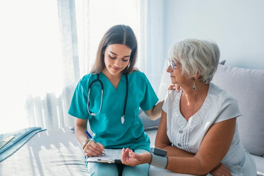 a concierge nurse consulting with her client