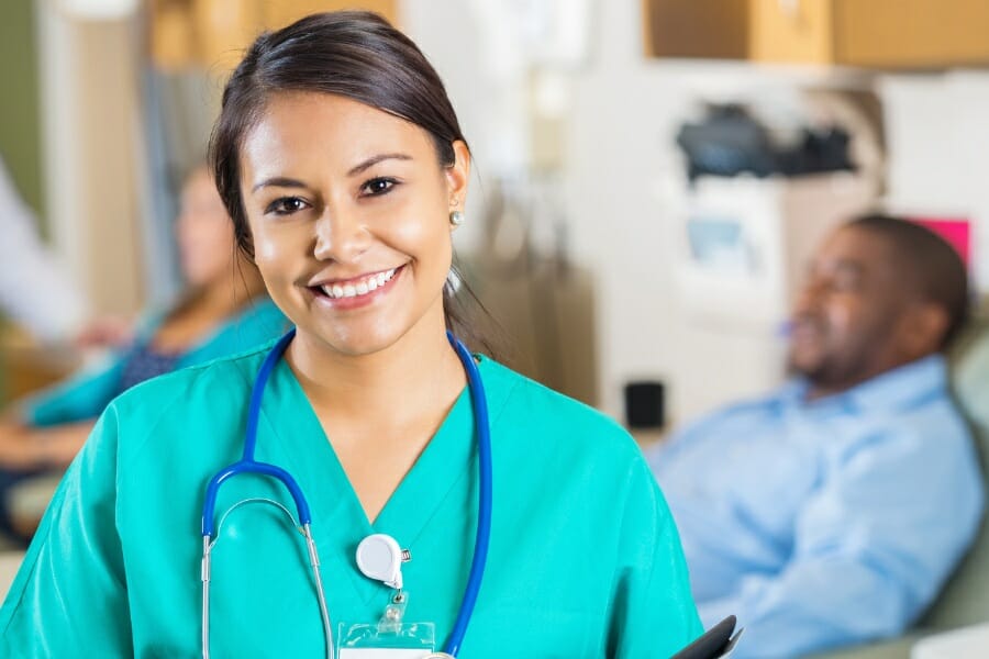 A nurse smiling