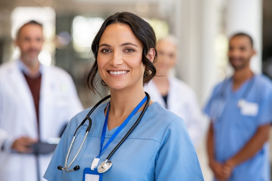 nurse smiling in a manhattan beach hospital