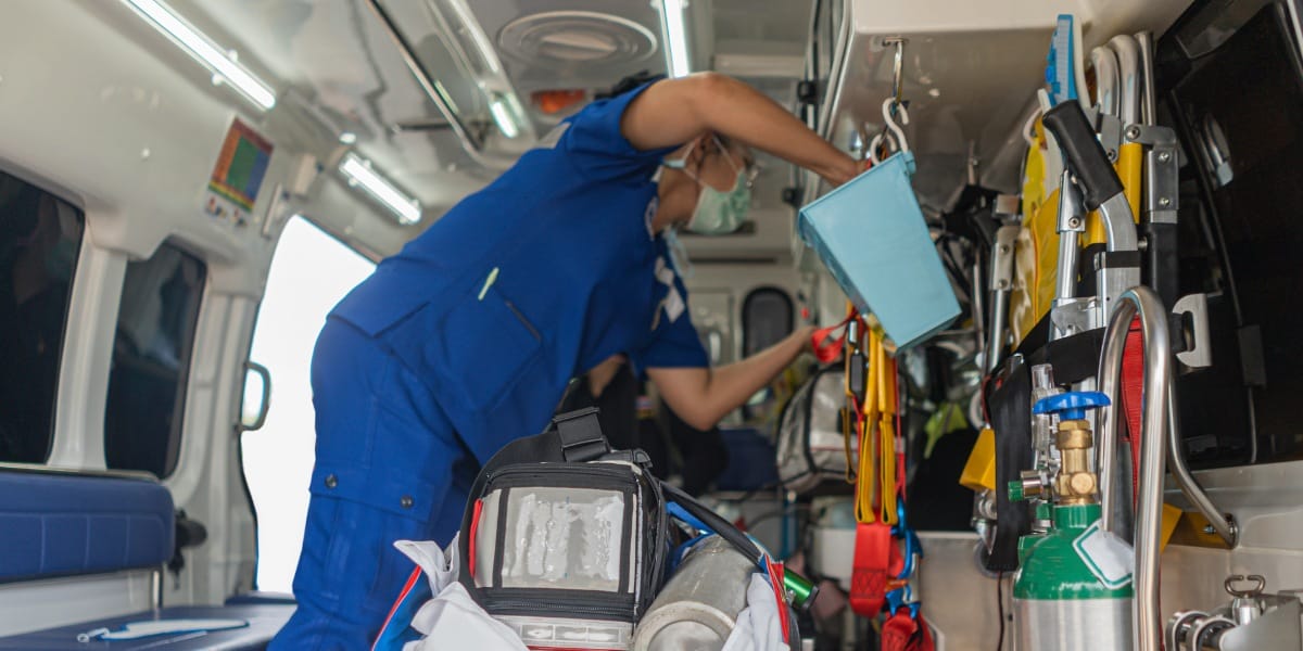 nurse accompanying a patient for critical care transportation