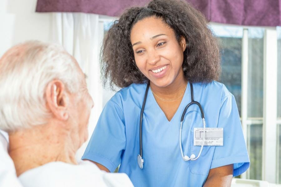 Miami fl healthcare staffing agency Nurse and her patient smiling