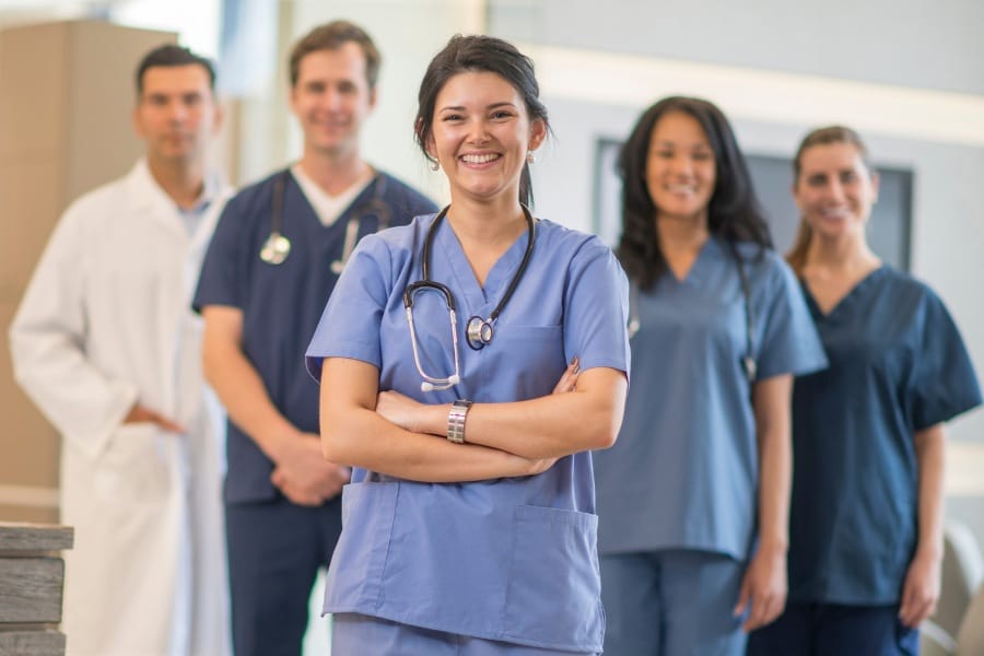 Proud nurses who were outsourced from a healthcare staffing agency