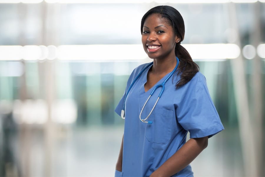 A per diem nurse working at a healthcare facility