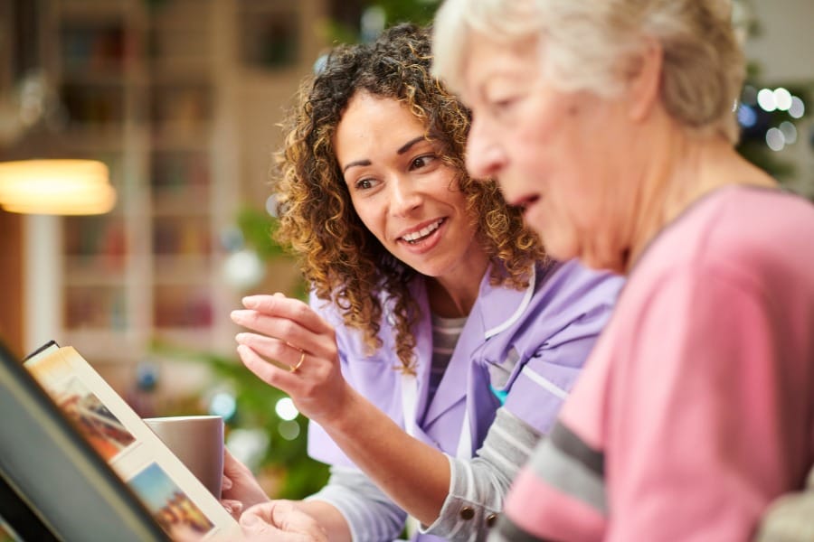 private nurse assisting a dementia client