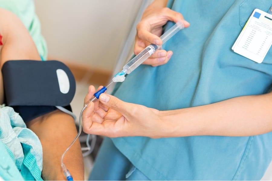 Patient receiving an injection