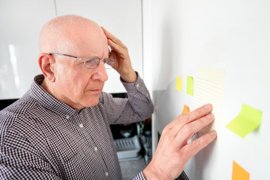 A man struggling with cognitive function due to multiple sclerosis
