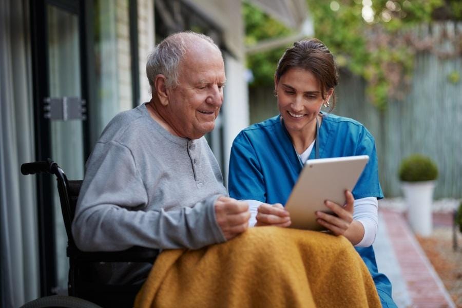 Modesto Ca post operative care home nurse assisting a client after surgery
