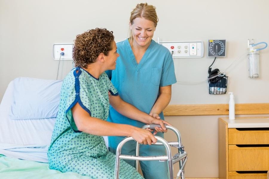 fast nurse staffing modesto ca nurse assisting a patient with a walker
