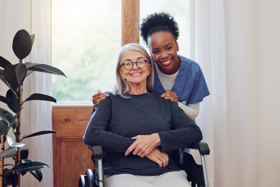 medication management in tiburon ca home nurse and her patient in a wheelchair
