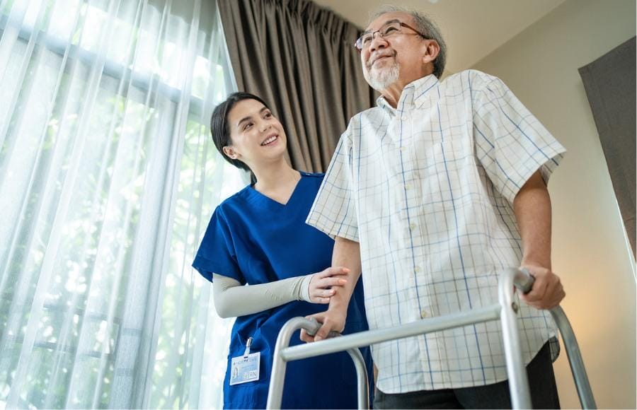 private duty nurse and her elderly client in Tiburon