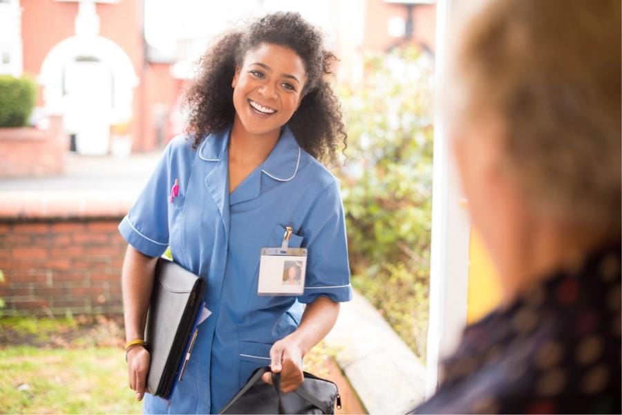 home nurse arriving to clients home in Stockton California